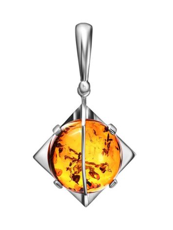 Square Amber Pendant In Sterling Silver The Saturn, image 