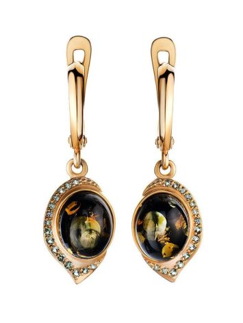 Drop Amber Earrings In Gold With Crystals The Raphael, image 