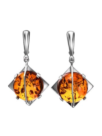 Drop Amber Earrings In Sterling Silver The Saturn, image 