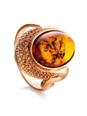 Golden Amber Ring With Champagne Crystals The Raphael, Ring Size: 8 / 18, image 