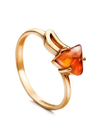 Triangle Cut Amber Ring In Gold The Horizon, Ring Size: 6.5 / 17, image 