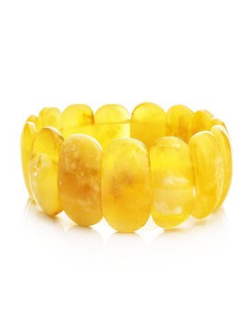 Honey Amber Flat Beaded Stretch Bracelet, image 