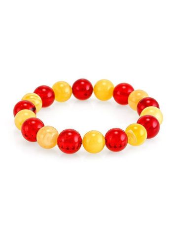 Multicolor Amber Ball Beaded Elastic Bracelet, image 