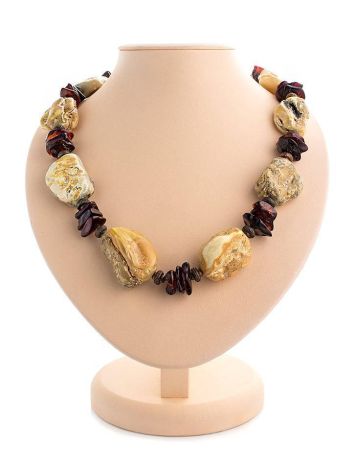Multicolor Raw Amber Beaded Necklace With Brass The Indonesia, image 