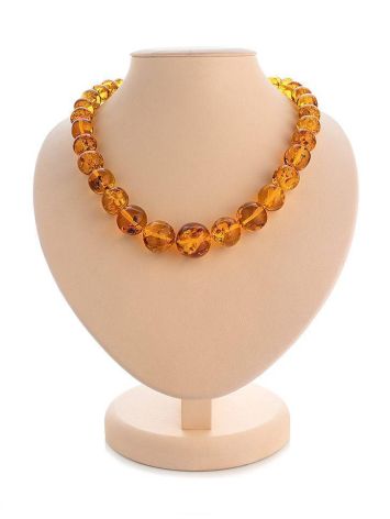 Cognac Amber Ball Beaded Necklace, image 