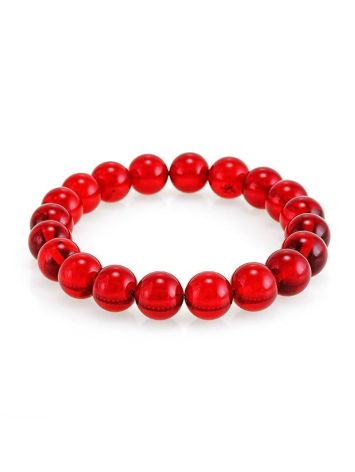 Deep Red Amber Beaded Bracelet, image 