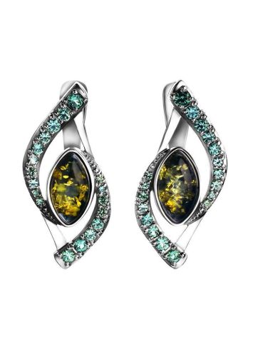 Amber Earrings In Sterling Silver With Crystals The Raphael, image 