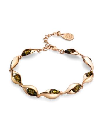 Link Amber Bracelet In Gold Plated Silver The Peony, image 
