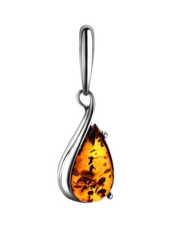 Delicate Teardrop Silver Pendant With Cognac Amber The Gioconda, image 