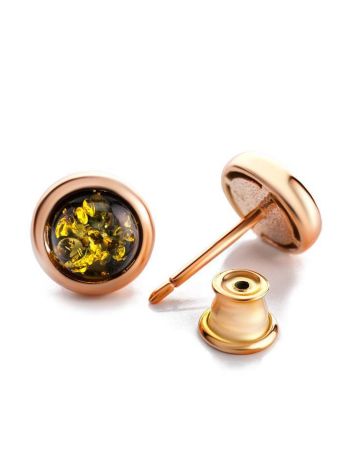 Classy Green Amber Studs In Gold-Plated Silver The Berry, image 