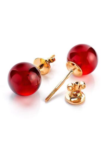 Cherry Amber Stud Earrings In Gold The Paris, image 