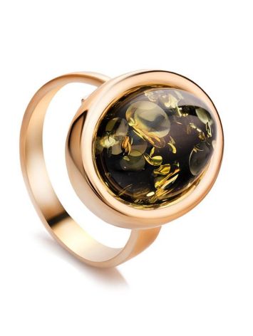 Adjustable Amber Ring In Gold-Plated Silver The Goji, Ring Size: Adjustable, image 