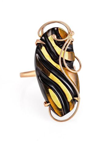 Wonderful Amber Ring In Gold The Electra, Ring Size: 8.5 / 18.5, image 