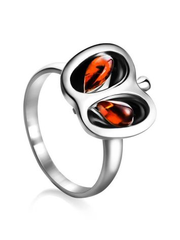 Cute Cognac Amber Apple Ring In Sterling Silver The Confiture, Ring Size: 11 / 20.5, image 