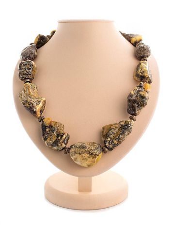 Raw Amber Beaded Necklace With Brass The Indonesia, image 