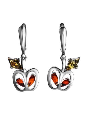 Pretty Cognac Amber Drop Apple Earrings In Sterling Silver The Confiture, image 