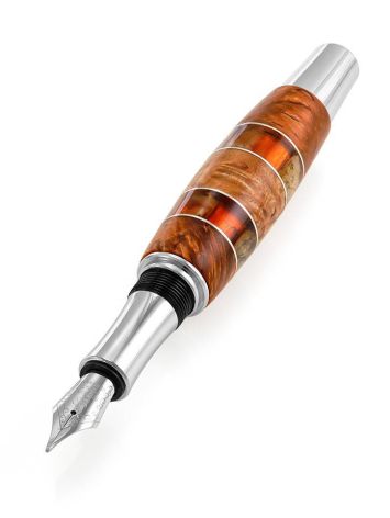 Birch Wood Fountain Pen With Honey Amber The Indonesia, image 