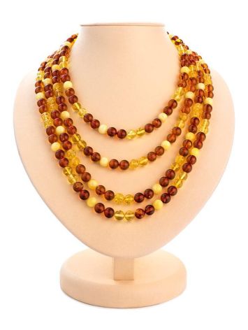 Multicolor Amber Ball Beaded Rope Necklace, image 
