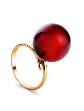 Adjustable Golden Ring With Amber The Paris, Ring Size: Adjustable, image 