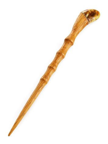 Wooden Hair Stick With Amber, image 