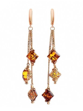 Chain Amber Earrings In Gold-Plated Silver The Casablanca, image 