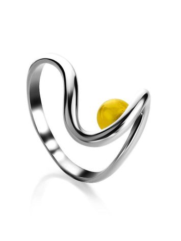 Sterling Silver Ring With Honey Amber The Leia, Ring Size: 9 / 19, image 