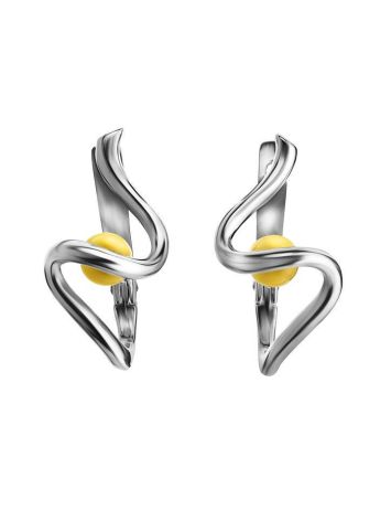 Honey Amber Earrings In Sterling Silver The Leia, image 