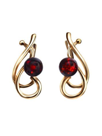 Gold Plated Amber Earrings The Leia, image 