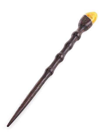 Wooden Hair Stick With Amber, image 