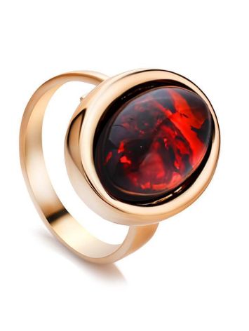Adjustable Amber Ring In Gold Plated Silver The Goji, Ring Size: Adjustable, image 