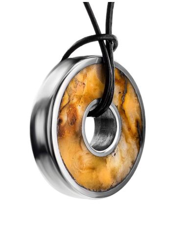 Round Amber Pendant In Sterling Silver The Indonesia, image 
