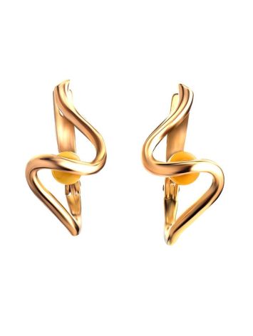 Honey Amber Earrings In Gold-Plated Silver The Leia, image 
