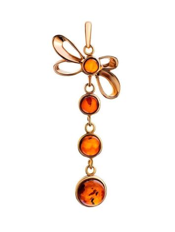 Gold-Plated Dangle Pendant With Cognac Amber The Caprice, image 