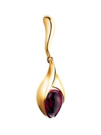 Gold-Plated Pendant With Cherry Amber The Peony, image 