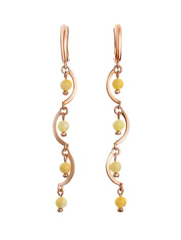 Honey Amber Dangle Earrings In Gold-Plated Silver The Siesta, image 