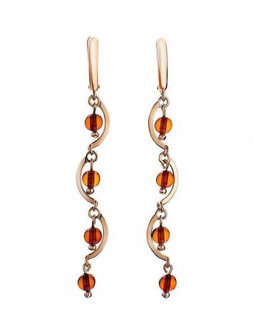 Cherry Amber Dangle Earrings In Gold-Plated Silver The Siesta, image 