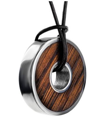 Wooden Pendant In Sterling Silver The Indonesia, image 