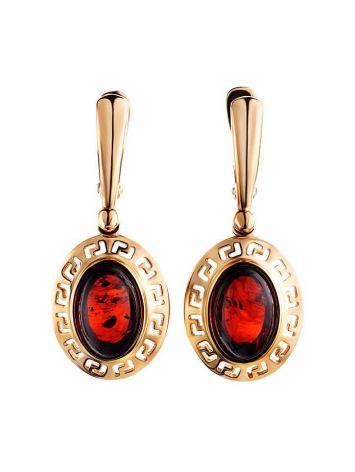 Drop Amber Earrings In Gold-Plated Silver The Ellas, image 