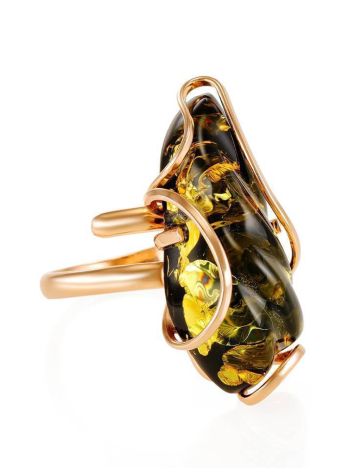 Handcrafted Amber Ring In Gold-Plated Silver The Rialto, Ring Size: Adjustable, image 