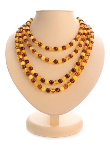 Extra Long Amber Beaded Necklace, image 
