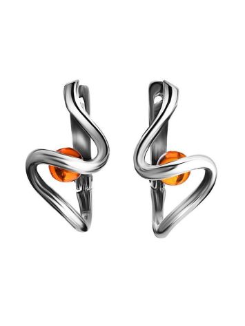 Cognac Amber Earrings In Sterling Silver The Leia, image 