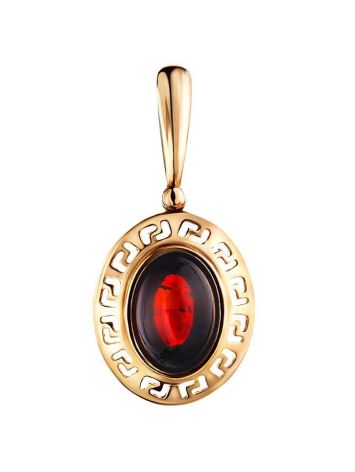 Gold-Plated Pendant With Cherry Amber The Ellas, image 