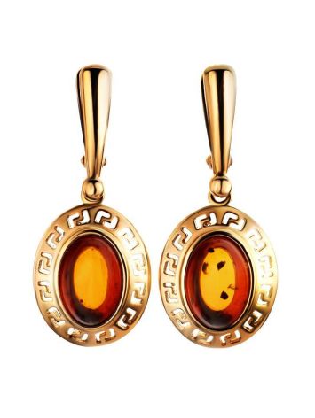 Drop Amber Earrings In Gold-Plated Silver The Ellas, image 