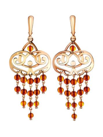 Cherry Amber Chandelier Earrings In Gold-Plated Silver The Siesta, image 