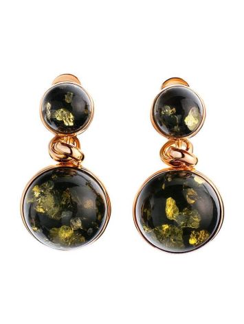 Green Amber Earrings In Gold-Plated Silver The Paris, image 