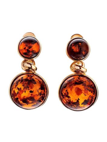 Cognac Amber Earrings In Gold-Plated Silver The Paris, image 