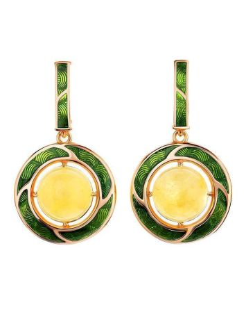Amber and Green Enamel Earrings In Gold-Plated Silver The Empire, image 