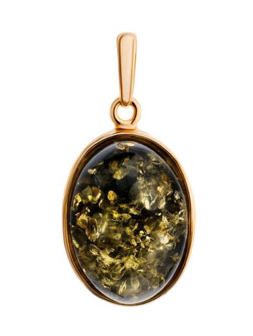 Oval Amber Pendant In Gold-Plated Silver The Goji, image 