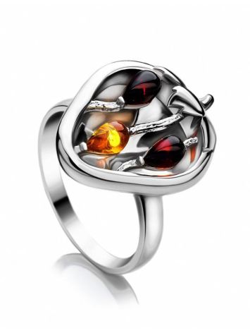 Sweet Cognac Amber Strawberry​ Ring In Sterling Silver The Confiture, Ring Size: 8.5 / 18.5, image 