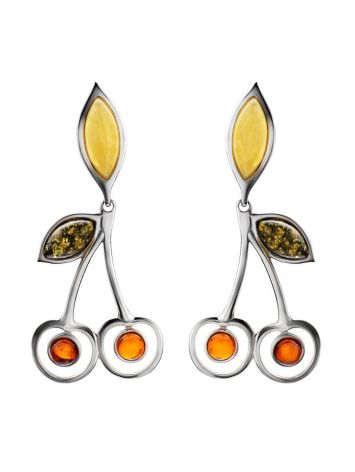 Multicolor Amber Cherry Earrings In Sterling Silver The Confiture, image 